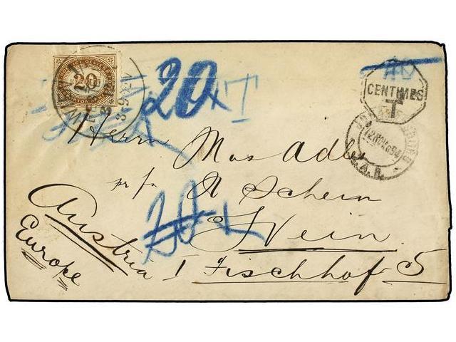 AFRICA DEL SUR. 1894. JOHANNESBURG To AUSTRIA. Unfranked Cover, Taxed On Arrival With Austrian 20 He. Stamp. - Autres & Non Classés