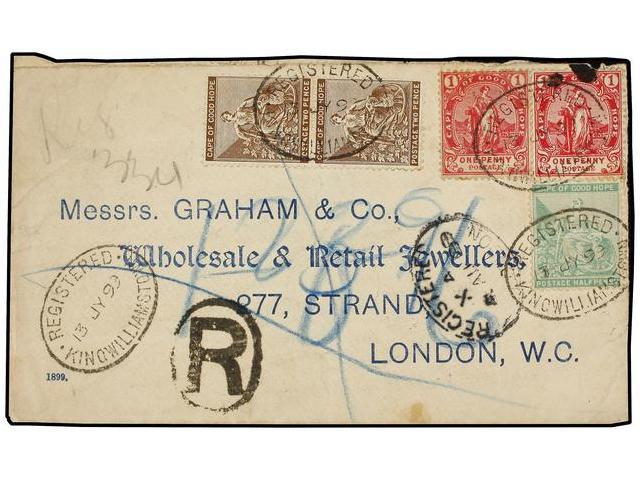 CABO DE BUENA ESPERANZA. 1899. KING WILLIAM´S To LONDON. Registered Cover With 1/2p., 1p. (2) And 2p. (2) Franking. Tran - Autres & Non Classés