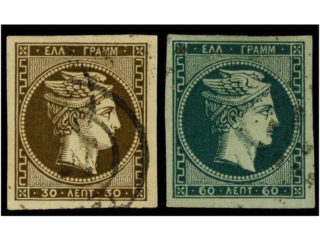 ° GRECIA. Hl.43/44. 1876. 30 L. Brown And 60 L. Green. Paris Printing. Very Fine. Hellas.185&euro;. - Andere & Zonder Classificatie