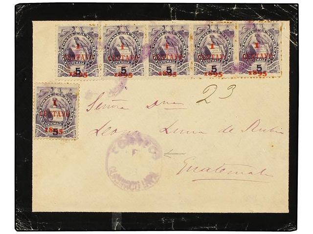 GUATEMALA. Sc.57 (6). 1899. CUAJINIQUILAPE A GUATEMALA. 1 Ctvo. S. 5 Cts. Lila (6), Al Dorso Llegada. - Autres & Non Classés