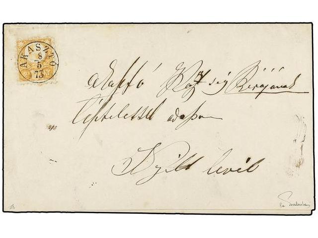 HUNGRIA. Mi.8. 1873. AKASZTO Local Letter. 2 Kr. Yellow With AKASZTO Cancel. The Letter Is Called For An ´open Letter´, - Autres & Non Classés