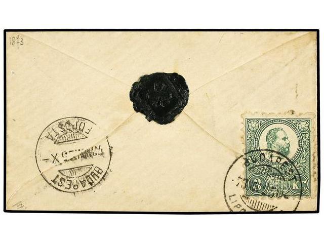 HUNGRIA. Mi.9. 1873. PEST Local Letter. 3 Kr. Green On Small Envelope Franking On Back. FINE. - Autres & Non Classés