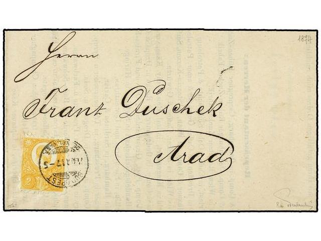 HUNGRIA. Mi.8. 1874. BUDAPEST To ARAD. 2 Kr. Yellow. Printed Matter Rate. Very Fine. Cert. F. ORBAN. - Altri & Non Classificati