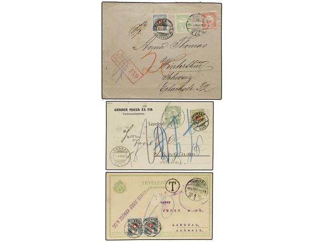 HUNGRIA. 1906-17. 3 Covers And Cards With Swiss Postage Due Stamps. - Autres & Non Classés