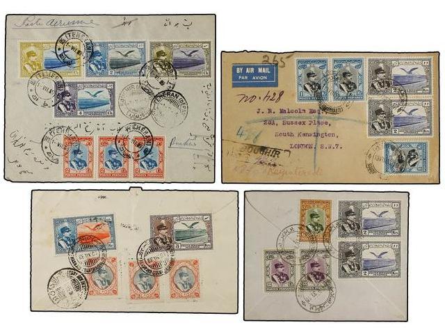 IRAN. 1929-33. AIR MAIL. Lot Of 4 Covers Colourfull Frankings. - Autres & Non Classés