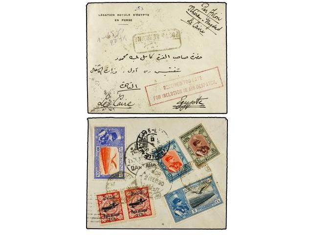 IRAN. Mi.571 (2), 585, 589, 598, 604. 1930. TEHERAN To EL CAIRO (Egypt). AIR MAIL, Endorsed ´Par Avion Teheran-Bagdad-Le - Autres & Non Classés