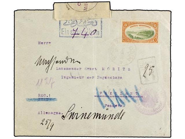 IRAK. 1914. BAGDAD To GERMANY. Franked With Turkish 2 1/2 P. Stamp. German Censor Mark And Label. - Autres & Non Classés