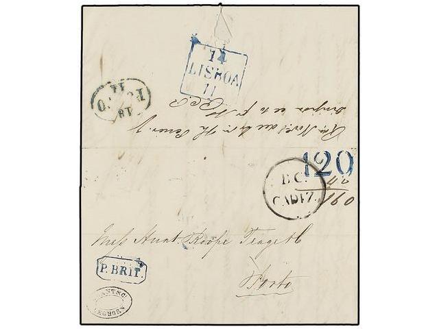 ITALIA ANTIGUOS ESTADOS: TOSCANA. 1843. LIVORNO A PORTO (Portugal). Encaminador Manuscrito Al Dorso, Circulada Vía El BR - Otros & Sin Clasificación