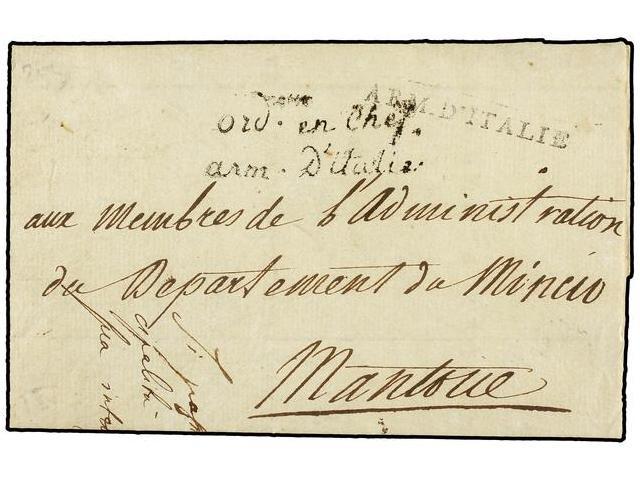 ITALIA. 1799 (29 Fruisidor). OCUPACION FRANCESA. MILAN A MANTOVA. Marca ARM. D´ITALIE Y ORDEUR. EN CHEF/ARM. D´ITALIE. - Autres & Non Classés