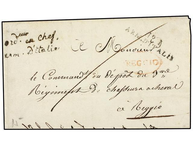 ITALIA. 1807 (7 Agosto). OCUPACION FRANCESA.  MILAN A REGGIO. Marcas Nº 1/ARM. D´ITALIE Y ORDEUR. EN CHEF/ARM. D´ITALIE - Autres & Non Classés