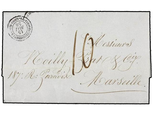 ITALIA. 1856 (May 15). FRENCH OCCUPATION. Printed Heading Entire Letter From ROME To MARSEILLE At Military Concession, S - Autres & Non Classés