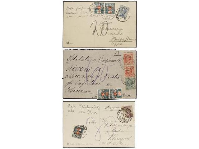 ITALIA. 1921-23. 6 Covers And Cards With Swiss Postage Due Stamps. - Autres & Non Classés