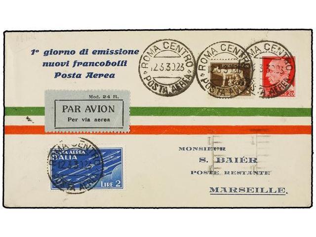 ITALIA. 1930. ROMA A MARSELLA. Circulada Por Correo Aéreo, Al Dorso Llegada. - Autres & Non Classés