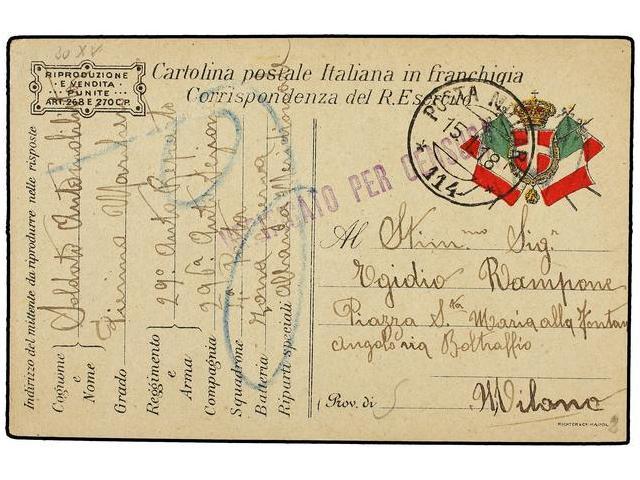 ALBANIA. 1918. DOS Tarjetas Postales De Franquicia Militar Enviadas Desde ZONA DI GUERRA ALBANIA MERIDIONALE A ITALIA, F - Autres & Non Classés