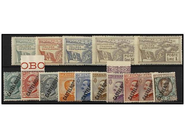 ** ITALIA: EGEO-CASTELLORIZO. Sa.10/14, 15/24. 1923-24. Complete Sets, Never Hinged. Sassone.190&euro;. - Other & Unclassified