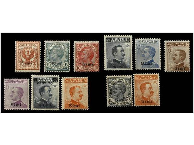 ** ITALIA: EGEO (Colonia Italiana). Sa.1/11. 1912-22. SIMI. Complete Sets, Never Hinged. Cert. TOSELLI. Sassone.1.200&eu - Autres & Non Classés