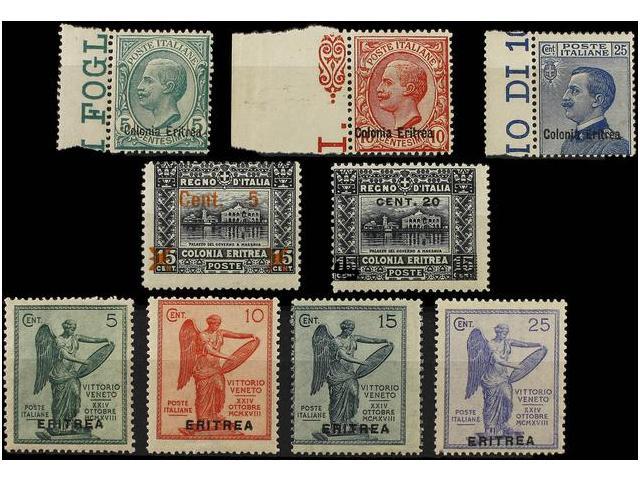 ** ERITREA. Sa.31/33, 45/46, 50/53. 1916-22. Complete Sets, Never Hinged. Sassone.87,5&euro;. - Autres & Non Classés