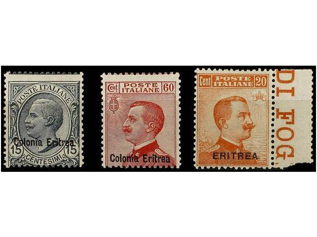 ** ERITREA. Sa.47/49. 1918-21. Complete Set, Never Hinged. Sassone.165&euro;. - Autres & Non Classés