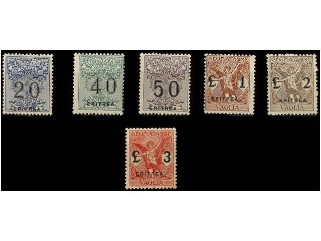 ** ERITREA. Sa.1/6. 1924. VAGLIA. Complete Set, Never Hinged. Sassone.600&euro;. - Autres & Non Classés