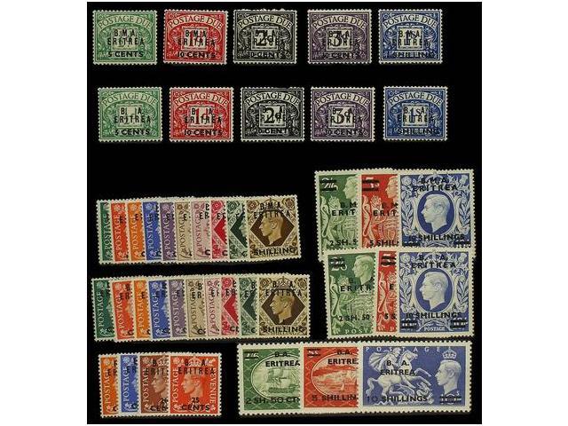 ** ERITREA. Sa.1/33+T1/10. 1948-51. BRITISH OCCUPATION. Complete Country With Postage Due, Never Hinged. Sassone.800&eur - Autres & Non Classés