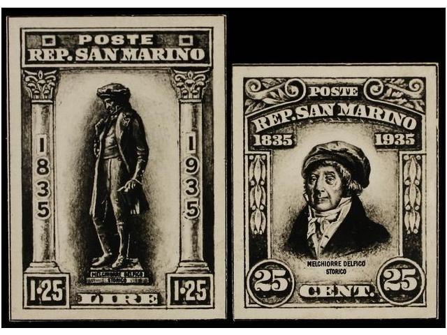 SAN MARINO. 1935. 25 Cent. Y 1,25 Liras PRUEBAS FOTOGRAFICAS De época Procedentes De Los Archivos De La Imprenta BRADBUR - Autres & Non Classés