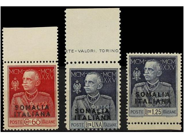 ** SOMALIA. Sa.67/69. 1925-26. Complete Set, Never Hinged. Sassone.2.500&euro;. - Autres & Non Classés