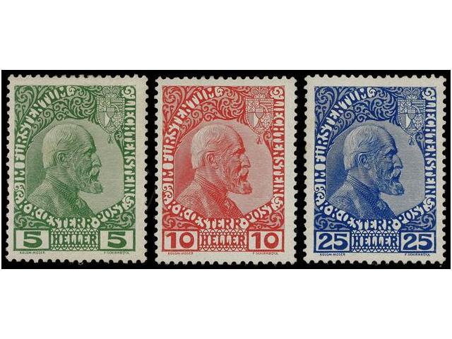 * LIECHTENSTEIN. Mi.1/3x. 1912. Complete Set, Hinged. Michel.180&euro;. - Autres & Non Classés