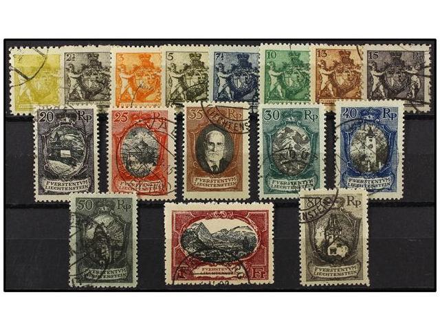 ° LIECHTENSTEIN. Mi.46B/52B + 53/60. 1921. Complete Sets, Fine In Used. Michel.330&euro;. - Otros & Sin Clasificación