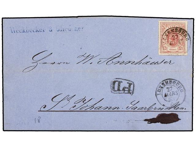 LUXEMBURGO. 1868. LUXEMBURG To FRANCE. 12 1/2 Rose. FINE. - Autres & Non Classés