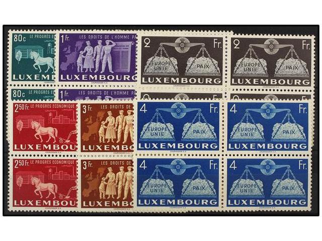 ** LUXEMBURGO. Yv.443/48. 1951. Block Of Four, Never Hinged. Yvert.800&euro;. - Autres & Non Classés