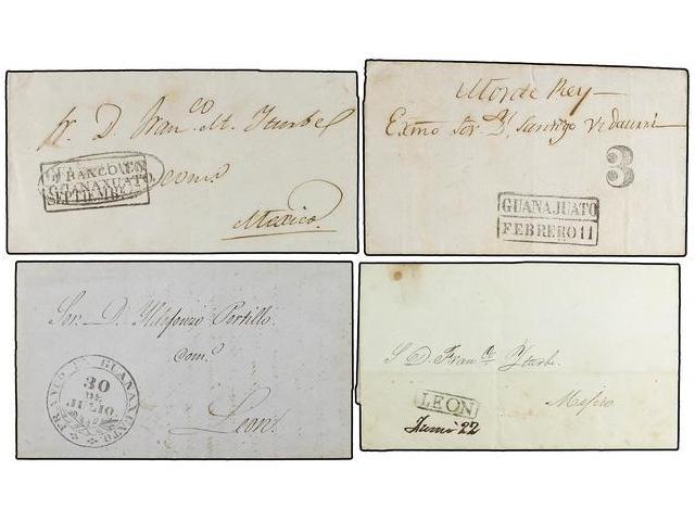 MEXICO. 1831-1855. GUANAJUATO. Nueve Cartas De GUANAJUATO (3), LEON (2), PIEDRA GORDA, SILAO, YRAPUATO (2). - Andere & Zonder Classificatie