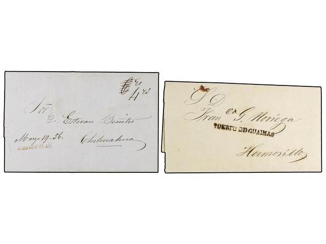 MEXICO. 1841-56. HERMOSILLO. Dos Cartas De HERMOSILLO Y PUERTO DE GUAIMAS. - Autres & Non Classés