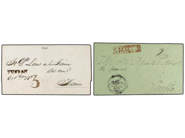 MEXICO. 1845-50. HUEJUTLA. Dos Cartas De S. MARTIN (Frontal) Y TUSPAN. - Autres & Non Classés