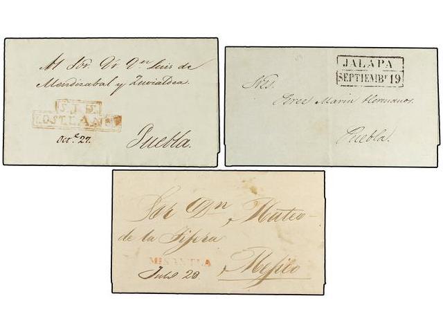 MEXICO. 1830-47. JALAPA. Cinco Cartas De JALAPA (3), MISANTLA, S. JUAN DE LOS LLANOS. - Autres & Non Classés