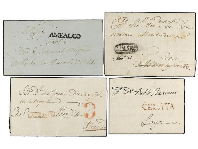 MEXICO. 1825-51. QUERETARO. Dieciseis Cartas De AMEALCO, A PASEO, CADEREYTA, CELAYA (2), DOLORES HIDALGO, QUERETARO  (3) - Autres & Non Classés