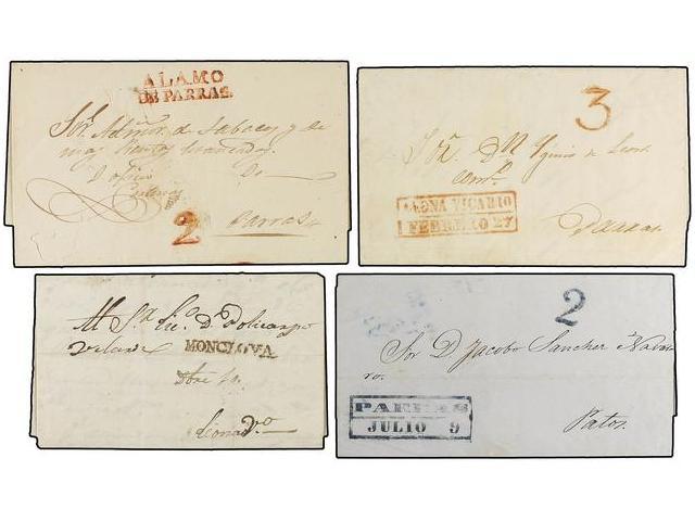 MEXICO. 1828-60. SALTILLO. Dicesiete Cartas ALAMO DE PARRAS, LEONA VICARIO (2), MONCLOVA, PARRAS (2), PATOS, ROSALES, VI - Altri & Non Classificati