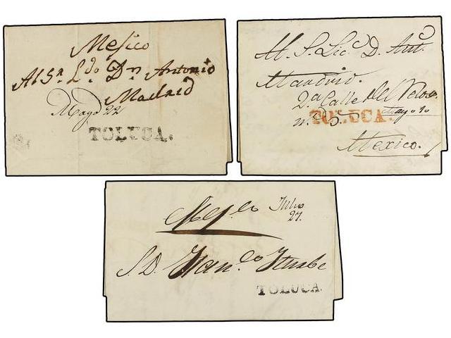 MEXICO. 1834-39. TOLUCA. Tres Cartas Con Diferentes Marcas. - Autres & Non Classés