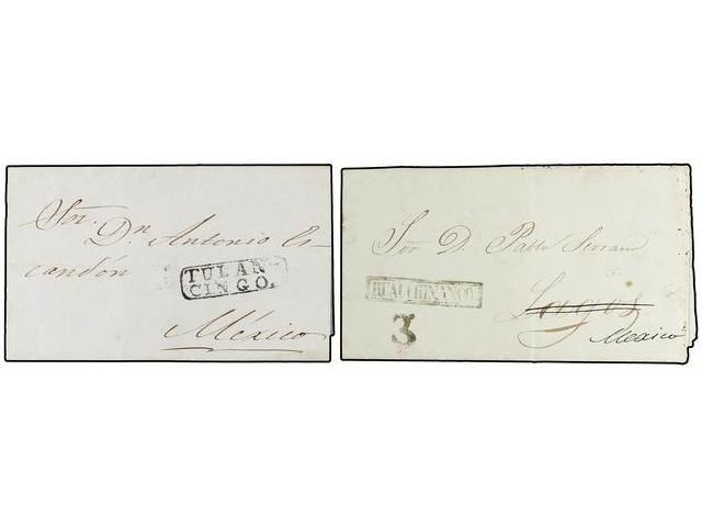 MEXICO. 1849-52. TULANCINGO. Dos Cartas De TULANCINGO, HUAUCHINANGO. - Autres & Non Classés