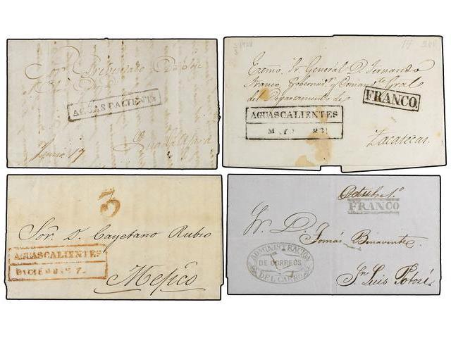 MEXICO. 1831-56. ZACATECAS. Veintisete Cartas De AGUAS CALIENTES (3), CARRO, COLOTLAN, CHALCHIUITES (4), FRESNILLO, NIEV - Autres & Non Classés