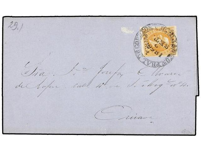 MEXICO. Sc.28. 1866. PUEBLA A ORIZAVA. 25 Cts. Ocre. MUY BONITA. - Andere & Zonder Classificatie