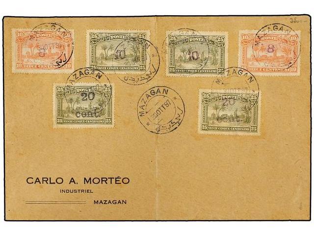 MARRUECOS: CORREO LOCAL. Yv.59 (2), 60/61, 60/61c. 1897. Sobre No Circulado De E. MORTEO (creador Del Servicio Local Ita - Autres & Non Classés