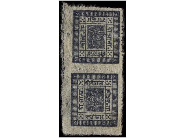 (*) NEPAL. Mi.17AK. 1899-1907. 2 Annas Grey Violet, Pin Perf. Vertical, Tete-beche Pair. FINE. - Altri & Non Classificati