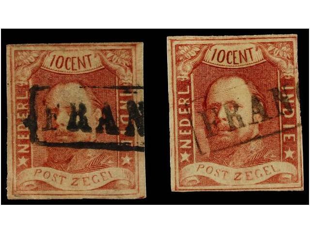 ° INDIA HOLANDESA. Mi.1 (2). 1864. 10 Cts. Red. 2 Stamps, Fine. Michel.260&euro;. - Autres & Non Classés