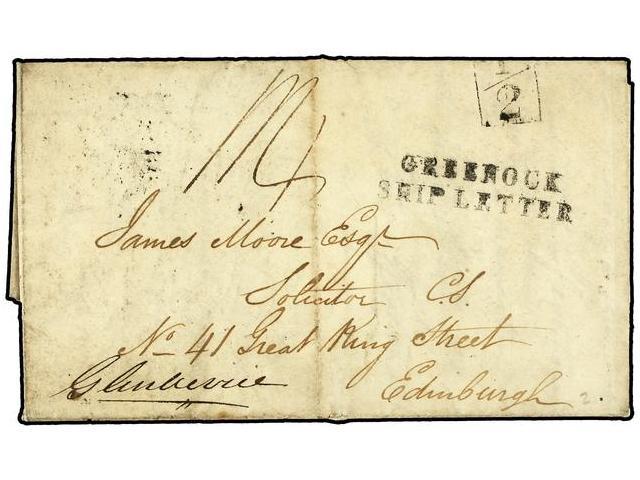 SURINAM. 1834. SURINAM To EDIMBURG. Complete Letter Datalined ´Plantn. Inverness Sea Coast Mickne´, Arrival Mark GREENOC - Autres & Non Classés