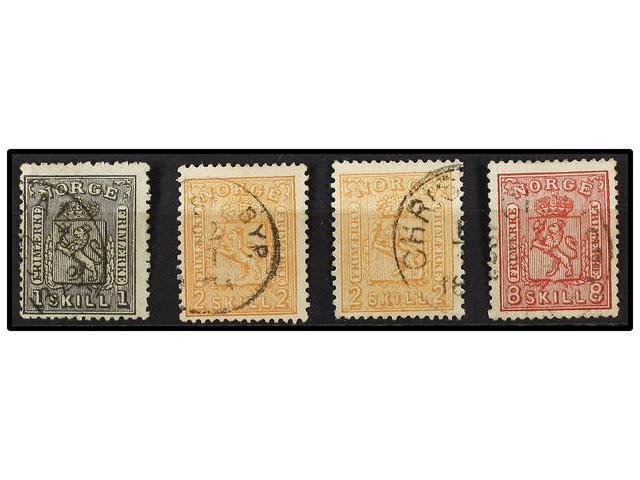 ° NORUEGA. Mi.11, 12 (2), 15. 1867. Lot Of Used Stamps. Fine. Michel.165&euro;. - Autres & Non Classés