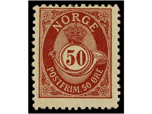 * NORUEGA. Mi.60B. 1893. 50 Ore Red-brown, Perf. 13 1/2 X 12 1/2. Original Gum, Fine. Michel.300&euro;. - Autres & Non Classés