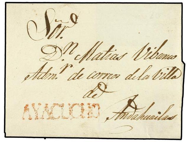 PERU. 1831. AYACUCHO A ANDAHUAILAS. Envuelta Marca Lineal AYUCUCHO En Rojo. - Autres & Non Classés