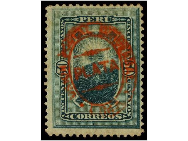 * PERU. Sc.41. 1881. 50 Ctvos. Verde, Habilitacion De LIMA. Goma Tonalizada Como Es Habitual. Scott.450$. - Altri & Non Classificati