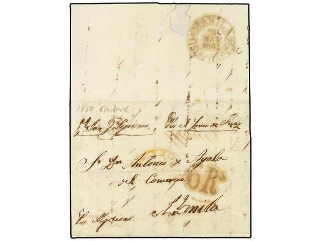 FILIPINAS. 1854. MADRID A MANILA. Fechador De Madrid Y Tasa De 6 Reales En Anverso Y Fechador De Llegada A Manila En Rev - Autres & Non Classés