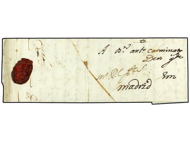 PORTUGAL. 1677 (21 Dic.). LISBOA A MADRID. Carta Completa Tasada A La Llegada Mº RC Pta. (medio Real De Plata). Precioso - Autres & Non Classés